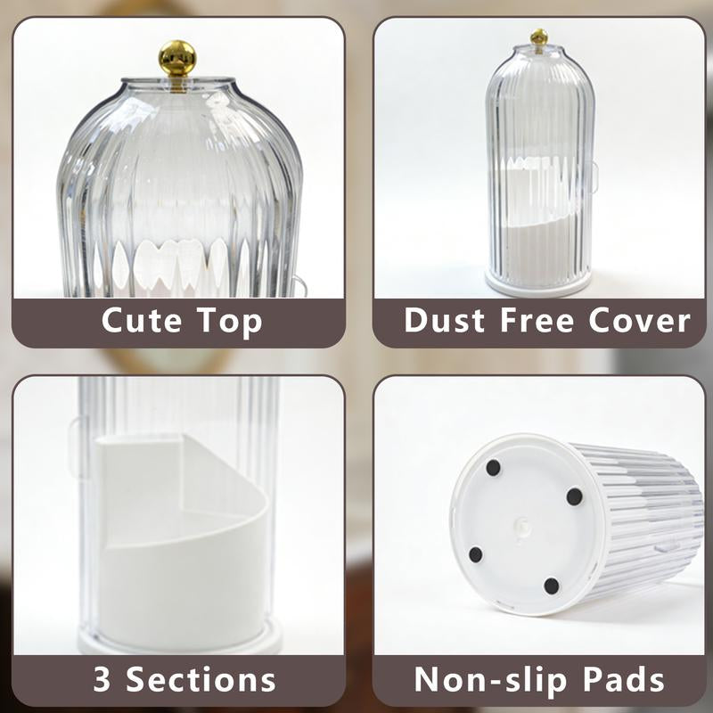 Stylish 3-Slot Toothbrush Holder with Sliding Lid – Modern Bathroom Organizer for Electric Toothbrushes, Toothpaste & Makeup Brushes, 360° Rotating Vanity Storage, Perfect Gift for Any Occasion