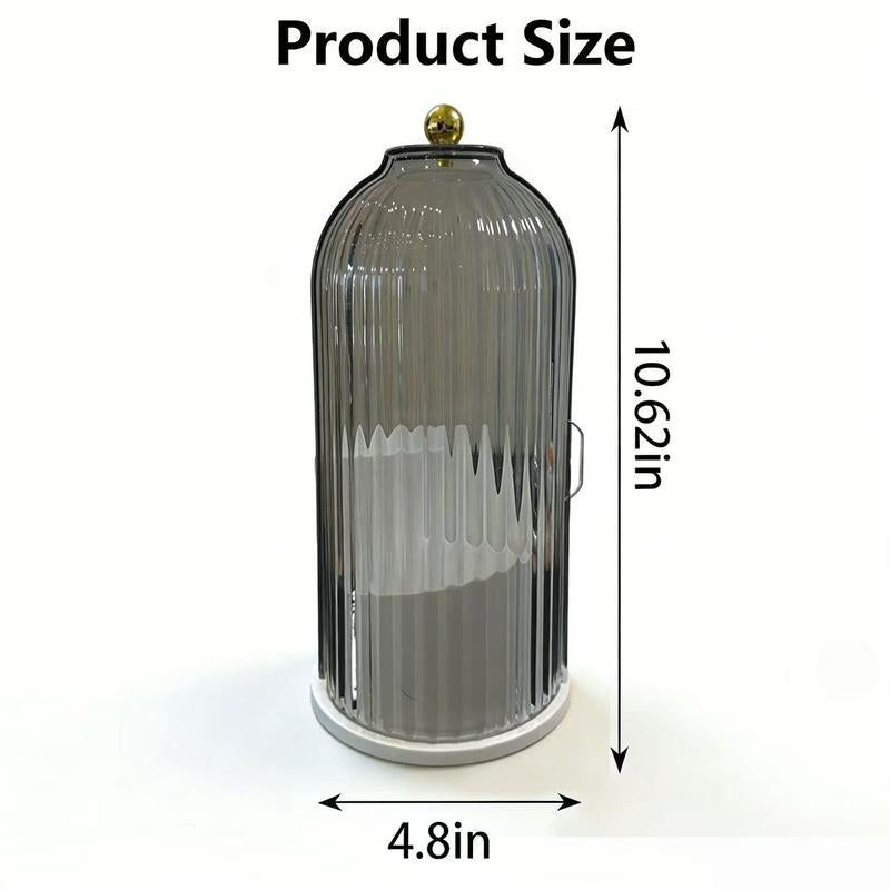 Stylish 3-Slot Toothbrush Holder with Sliding Lid – Modern Bathroom Organizer for Electric Toothbrushes, Toothpaste & Makeup Brushes, 360° Rotating Vanity Storage, Perfect Gift for Any Occasion