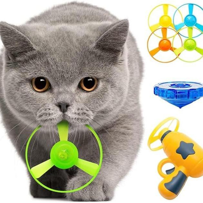 Exciting Pet Interactive Fetch Toy Set - Flying Disc Launcher & Cat Track Toy for Fun Indoor Play!