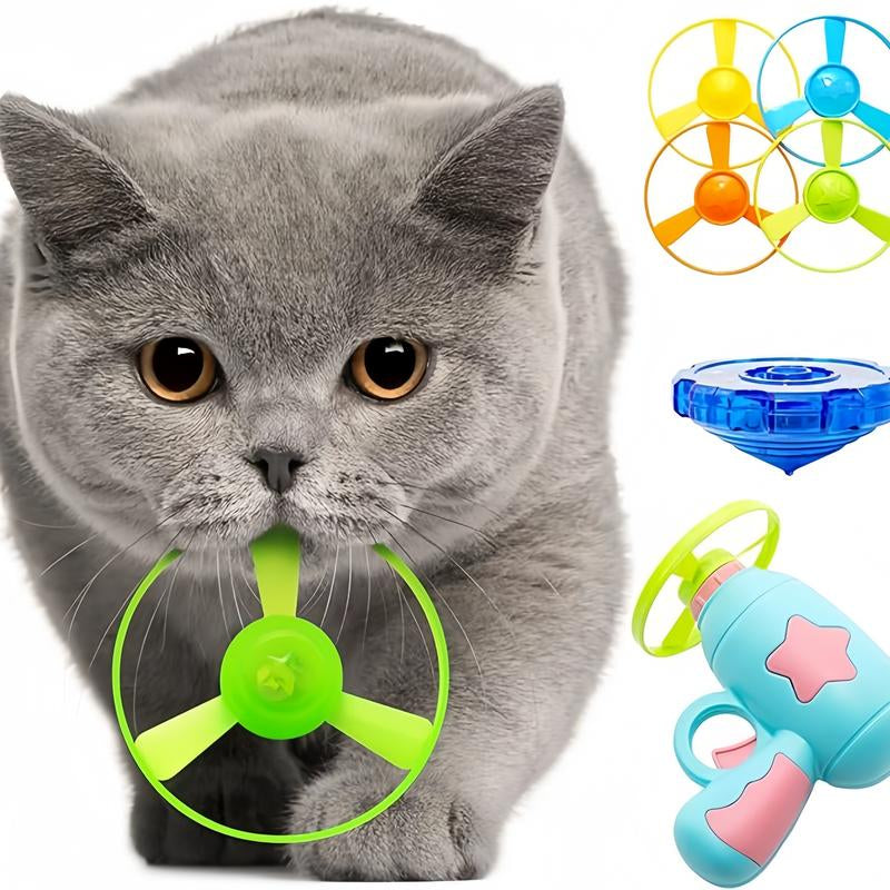 Exciting Pet Interactive Fetch Toy Set - Flying Disc Launcher & Cat Track Toy for Fun Indoor Play!